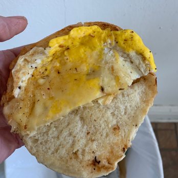 Broadway Hot Bagels - A egg that I specifically did not want on my sandwiches - Bagels Near Me - Bayonne, New Jersey