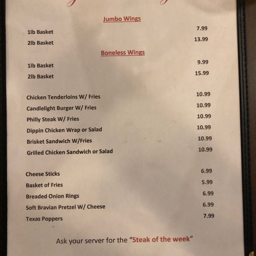 Amy's Candlelight - Menu - Seafood Near Me - New Martinsville, West Virginia