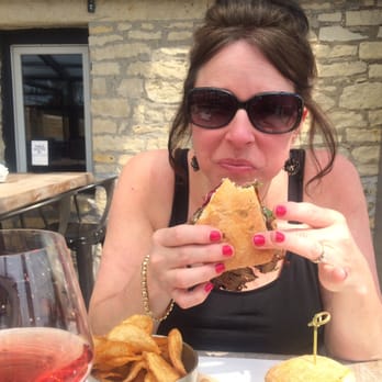 Empire - My wife enjoying her Tri tip steak sandwich - Burgers Near Me - Naperville, Illinois