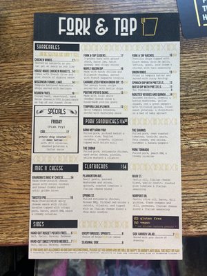 Menu photo 3 Fork & Tap Port Washington, WI