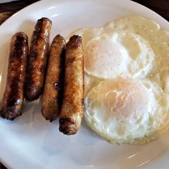 Shelly's Cafe - Pork Sausage links and over easy eggs - Breakfast & Brunch Near Me - Tampa, Florida