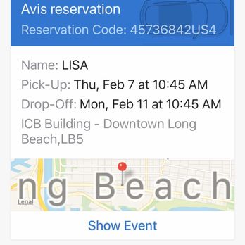 Avis Rent A Car - Confirmation email . - Car Rental Near Me - Long Beach, California