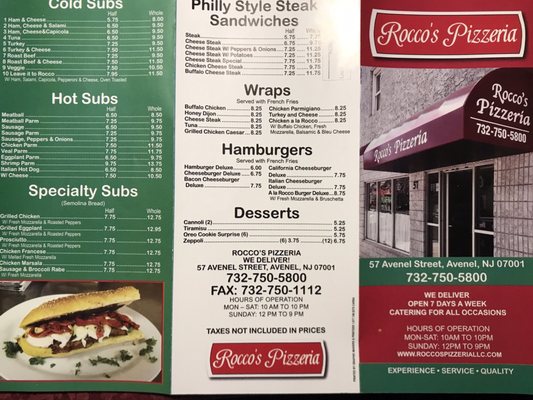 Menu photo 2 Rocco's Pizzeria Avenel, NJ