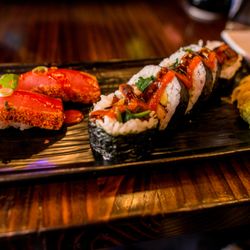 Lazy Fish - Tuna with pepper and sesame; Pork belly roll