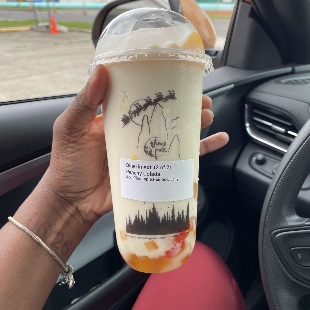 Yum Tra Harvey - Peach Colada with Pineapple mixed in and Rainbow Jelly - Bubble Tea Near Me - Harvey, Louisiana Yum Tra Harvey - Peach Colada with Pineapple mixed in and Rainbow Jelly - Bubble Tea Near Me - Harvey, Louisiana