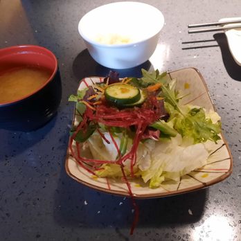 Akane Sushi Express - Miso soup, salad, and white rice - Sushi Bars Near Me - Richmond Hill, Ontario