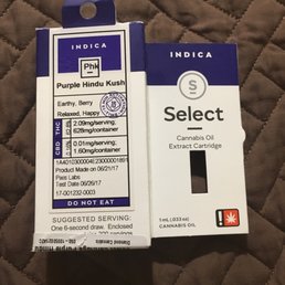 My Indica extract cartridge selection.  Purple Hindu Kush.  Looking forward to trying this out.