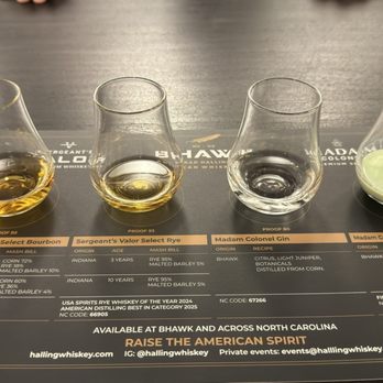 Brad Halling American Whiskey Ko - Flight after tour. - Distilleries Near Me - Southern Pines, North Carolina Brad Halling American Whiskey Ko - Flight after tour. - Distilleries Near Me - Southern Pines, North Carolina