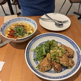 Chicken wings and curry fish balls