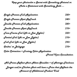 Frenchie's Hair Salon - List or services and prices ...