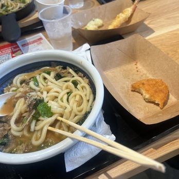 Marugame Udon - beef udon hot + potato croquette - Japanese Near Me - Rancho Cucamonga, California Marugame Udon - beef udon hot + potato croquette - Japanese Near Me - Rancho Cucamonga, California