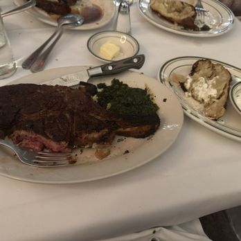 Wolfgang's Steakhouse - My med Rib eye spinach and 1/2 baked potato (I forgot to take a picture before I dug in). In my defense I was hungry. - Steakhouses Near Me - New York, New York Wolfgang's Steakhouse - My med Rib eye spinach and 1/2 baked potato (I forgot to take a picture before I dug in). In my defense I was hungry. - Steakhouses Near Me - New York, New York