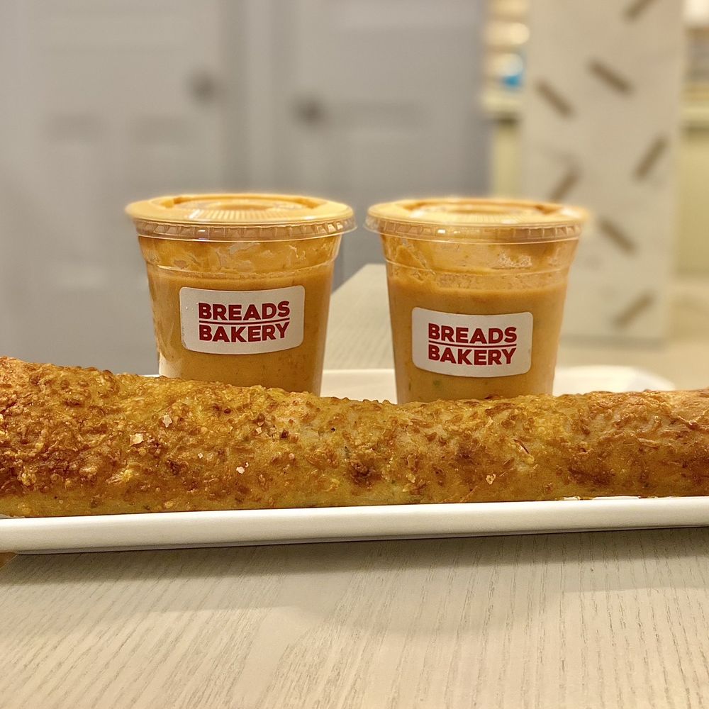 Breads Bakery - Upper West Side - Gazpacho and baguette-sized breadstick, both delicious. - Coffee & Tea Near Me - New York, New York Breads Bakery - Upper West Side - Gazpacho and baguette-sized breadstick, both delicious. - Coffee & Tea Near Me - New York, New York