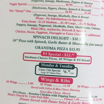 PJs Brick Oven Pizza - Spring Hill - Inside of the menu - Pizza Near Me - Spring Hill, Florida PJs Brick Oven Pizza - Spring Hill - Inside of the menu - Pizza Near Me - Spring Hill, Florida
