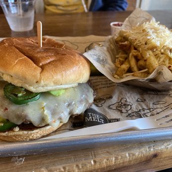 The Melt - SPICY MISSION MELTBURGER and GARLIC PARMESAN FRIES - Sandwiches Near Me - La Jolla, California The Melt - SPICY MISSION MELTBURGER and GARLIC PARMESAN FRIES - Sandwiches Near Me - La Jolla, California