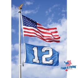 Flags A' Flying - Commercial quallity American flag & Seattle Seahawks 12 flag flying on our 30' 1-piece aluminum flagpole.