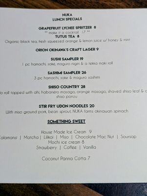 Menu photo 1 Nuka Haiku-Pauwela, HI Menu photo 1 Nuka Haiku-Pauwela, HI