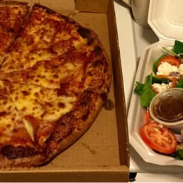 Paproni pizza and green salad