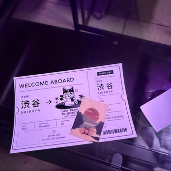 Last Train to Shibuya - Boarding pass and sticker - Speakeasies Near Me - Tampa, Florida Last Train to Shibuya - Boarding pass and sticker - Speakeasies Near Me - Tampa, Florida