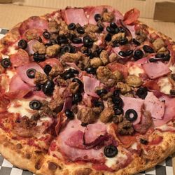 Valentino's Pizza - Meat lovers + black olives