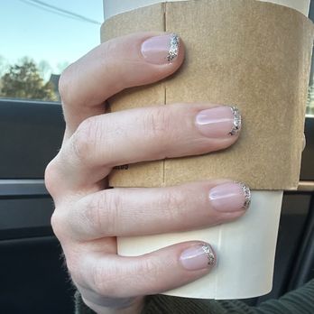 Decor Nails & Spa - Neutral pink with glitter French tip for the new year! Rebecca did an amazing job consulting with me on what I wanted for this look! - Nail Salons Near Me - Charlotte, North Carolina