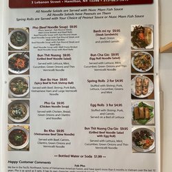 Friends & Pho - Menu of dishes.