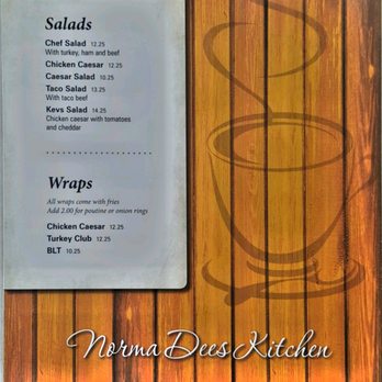 Norma Dees Kitchen - Back of the lunch Menu - Breakfast & Brunch Near Me - Devon, Alberta Norma Dees Kitchen - Back of the lunch Menu - Breakfast & Brunch Near Me - Devon, Alberta