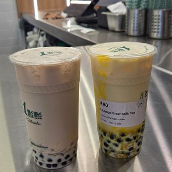 Alittle Tea - (L) Coconut Jelly Milk Tea add pudding and boba (L) Mango Green Milk Tea - Bubble Tea Near Me - Diamond Bar, California
