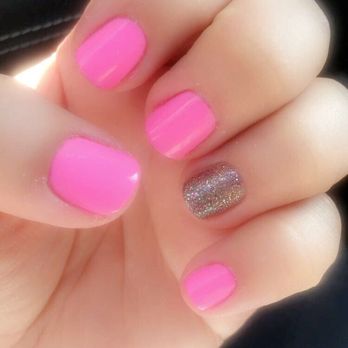 Lena's Nails - China Glaze Bottoms Up and OPI glitter - Nail Salons Near Me - Castro Valley, California