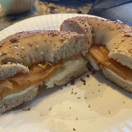 I added my own salmon and cream cheese purchased elsewhere because they don't really have much in the way of spreads.