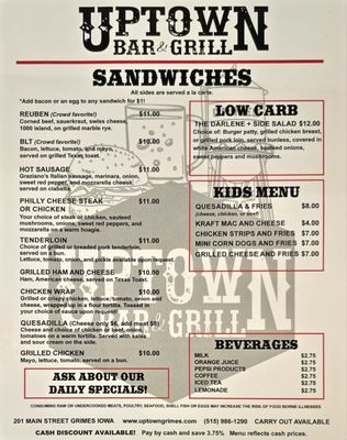 Menu photo 3 Uptown Bar and Grill Grimes, IA Menu photo 3 Uptown Bar and Grill Grimes, IA