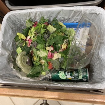 Panera Bread - Whole salad in trash can - Salad Near Me - Wake Forest, North Carolina