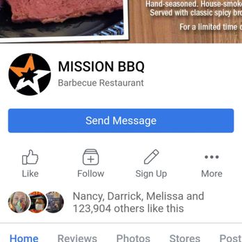 Mission BBQ - Clicked send message and the next screen is what I got. No way to respond to them and am I blocked now!? - Barbeque Near Me - Murfreesboro, Tennessee Mission BBQ - Clicked send message and the next screen is what I got. No way to respond to them and am I blocked now!? - Barbeque Near Me - Murfreesboro, Tennessee