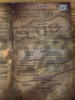 Menu photo 4 Club 223 Adrian, MI