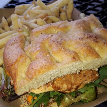 Barcelona OntheGo - Grilled chicken sandwich with fries ($8). Shoe string fries, some were crispy some weren't. Sandwich was not bad at all. - Spanish Near Me