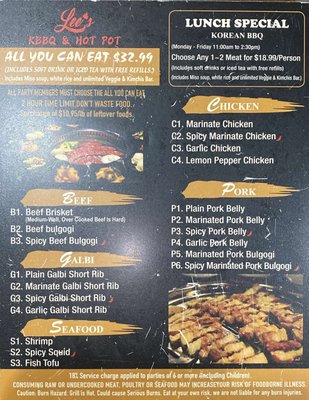 Menu photo 1 Lee's Bbq & Hot Pot Pensacola, FL Menu photo 1 Lee's Bbq & Hot Pot Pensacola, FL