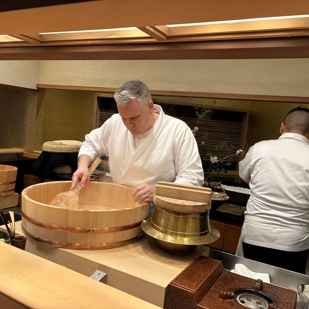 Miura - Look at chef Wilcox's concentration, this is not just mixing, it's timing, feel, and temperature control in top tier sushi making - Sushi Bars Near Me - Beverly Hills, California Miura - Look at chef Wilcox's concentration, this is not just mixing, it's timing, feel, and temperature control in top tier sushi making - Sushi Bars Near Me - Beverly Hills, California