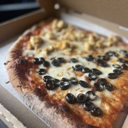 Sabatino's Pizza - Cheese pizza with chicken and black olives