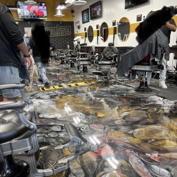 Elite Barbershop - Groovy epoxy flooring. - Barbers Near Me - Ontario, California