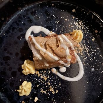 Langbaan - Kanom kluy: Banana mochi. Coffee custard. Passion fruit cream. Cashew crunch. - Thai Near Me - Portland, Oregon Langbaan - Kanom kluy: Banana mochi. Coffee custard. Passion fruit cream. Cashew crunch. - Thai Near Me - Portland, Oregon