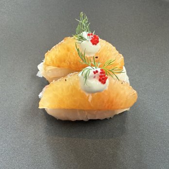 Kabuto Restaurant - Tao Grape with red snapper, tart grapefruit and dill. - Sushi Bars Near Me - San Francisco, California Kabuto Restaurant - Tao Grape with red snapper, tart grapefruit and dill. - Sushi Bars Near Me - San Francisco, California