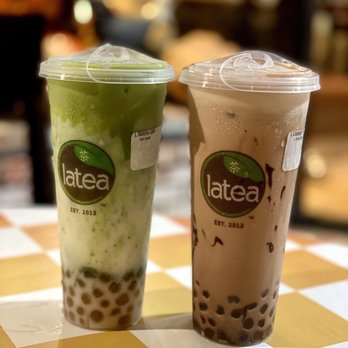 Latea Bubble Tea - Matcha Latte w/ Longan Honey Boba (Large - $6.75) Tiramisu Milk Tea w/ Brown Sugar Boba (Large - $6.75) - Desserts Near Me - Culver City, California Latea Bubble Tea - Matcha Latte w/ Longan Honey Boba (Large - $6.75) Tiramisu Milk Tea w/ Brown Sugar Boba (Large - $6.75) - Desserts Near Me - Culver City, California