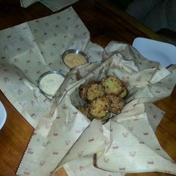 Bareburger - Murray Hill - Fried Pickles - sauces were a nice touch! - Burgers Near Me - New York, New York Bareburger - Murray Hill - Fried Pickles - sauces were a nice touch! - Burgers Near Me - New York, New York