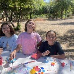 Campers painting rocks