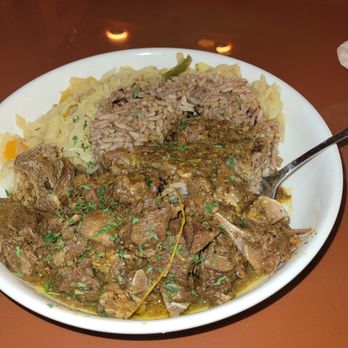 Miss Conduck - Curry goat with cabbage and rice n peas - Trinidadian Near Me - Atlanta, Georgia