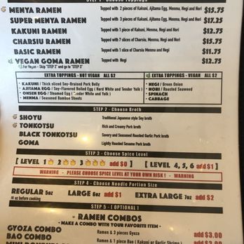 Menya le Nood - Ramen menu (March 2020) - Ramen Near Me - Honolulu, Hawaii