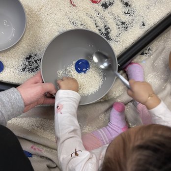 Enchanted Elk Grove - Art Class - playing with rice. Great way to keep a 15 month old entertained! - Indoor Playcenter Near Me - Elk Grove, California