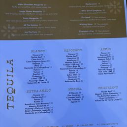 Cocktail menu
