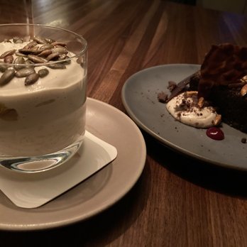 Proxi - Jasmine Rice Pudding (left), Mexican Chocolate Tres Leches Cake (right) - Tapas/Small Plates Near Me - Chicago, Illinois