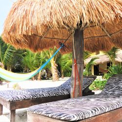 Hotel Restaurant Maya Luna - Hotel Restaurant Maya Luna Beach loungers with umbrella